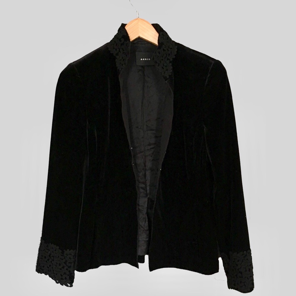 AKRIS Velvet Blazer Jacket Embroidered - Size 8